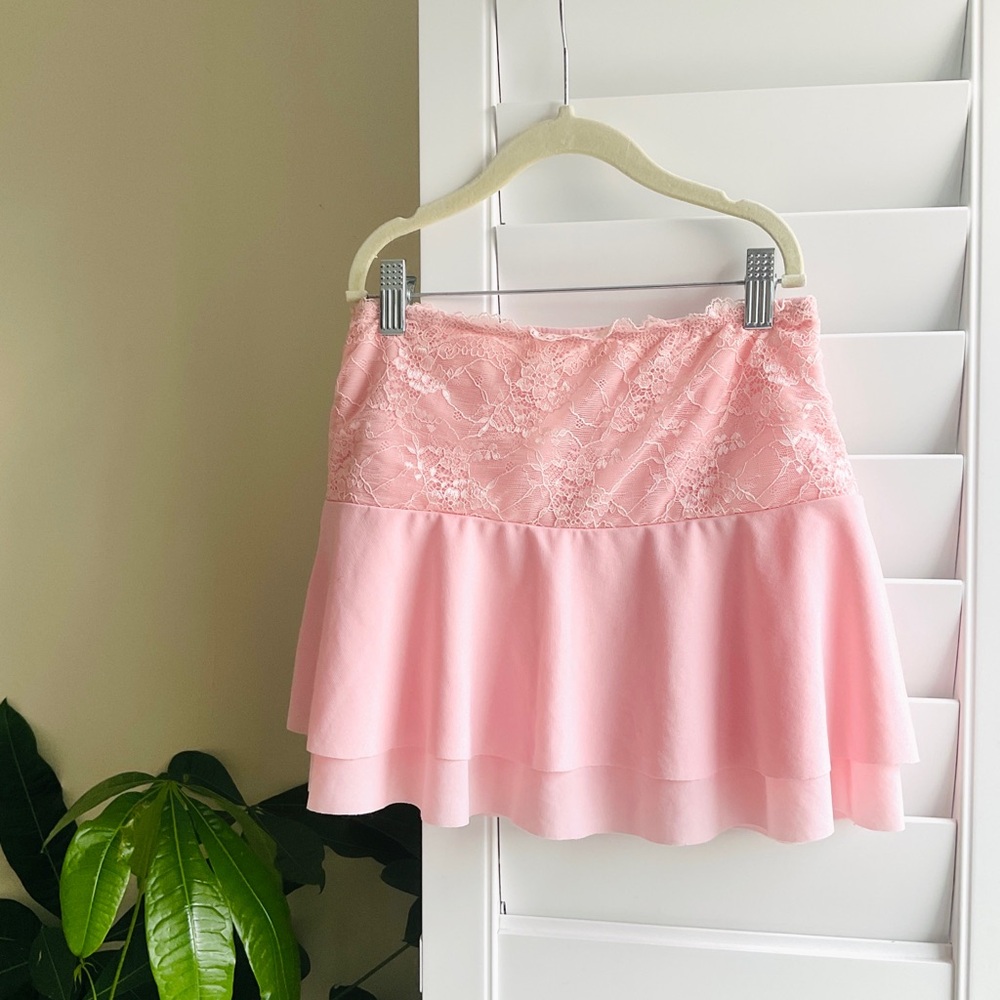 Lace-Trim Pink Circle Skirt - Women